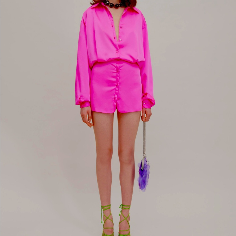 The Attico Fuschia Chemisier mini dress